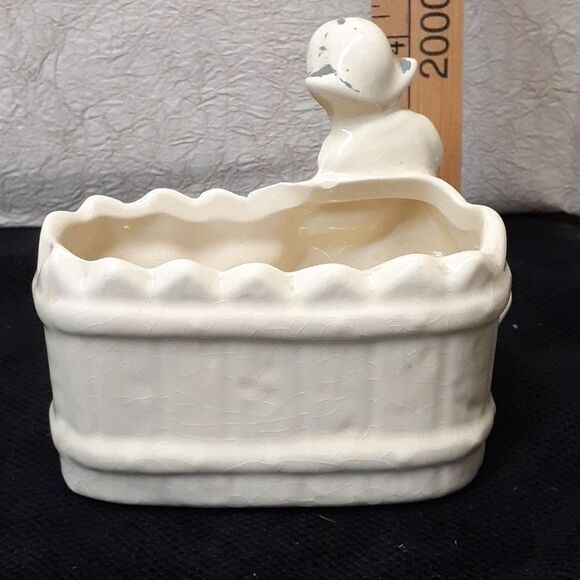 Vintage Dutch Girl Ceramic Toothpick Matchstick holder,Girl watering flower vase - Picture 11 of 13